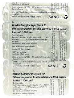 Lantus 100Iu Cartridges 3Ml Pack Of 5 Injections Lantus 100Iu Cartridges 3Ml Pack Of 5 Injections