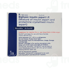 Novomix 30 Penfill 100iu Cartridges 3ml Pack Of 5 Injections