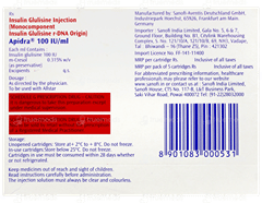 Apidra 100Iu Cartridges 3Ml Pack Of 5 Injections Apidra 100Iu Cartridges 3Ml Pack Of 5 Injections