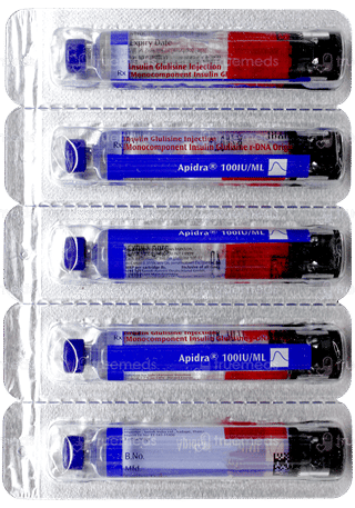 Apidra 100Iu Cartridges 3Ml Pack Of 5 Injections