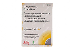 Eglucent Mix 25 100iu Cartridges 3ml Pack Of 5 Injections