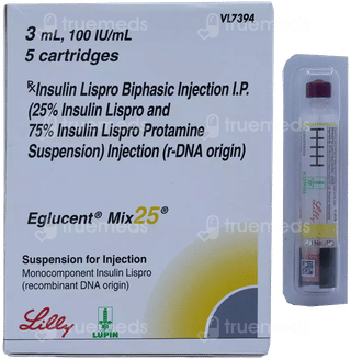 Eglucent Mix 25 100Iu Cartridges 3Ml Pack Of 5 Injections