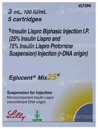 Eglucent Mix 25 100Iu Cartridges 3Ml Pack Of 5 Injections