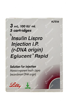 Eglucent Rapid 100iu Cartridges 3ml Pack Of 5 Injections