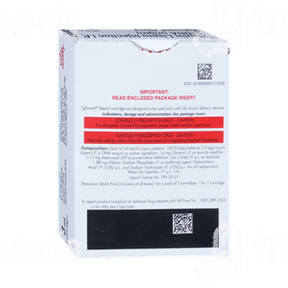 Eglucent Rapid 100Iu Cartridges 3Ml Pack Of 5 Injections