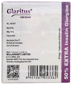 Glaritus New 100iu Cartridges 3ml Pack Of 3 Injections
