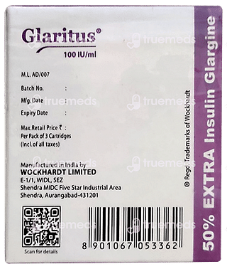 Glaritus New 100iu Cartridges 3ml Pack Of 3 Injections