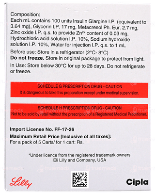 Basaglar 100Iu Cartridges 3Ml Pack Of 5 Injections