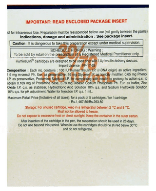 Huminsulin 30/70 100Iu Cartridge 3Ml