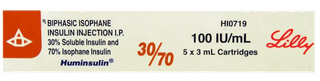 Huminsulin 30/70 100Iu Cartridge 3Ml