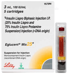 Eglucent Mix 25 100iu Cartridge 3ml Eglucent Mix 25 100iu Cartridge 3ml