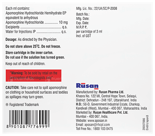 Aposan 10Mg Cartridge 3Ml Pack Of 5 Injections