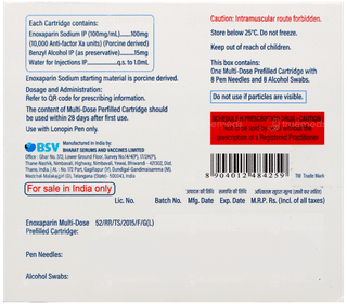 Lonopin Multi Dose Prefilled Cartridge 3Ml With 8 Pen Needles & Alcohol Swab