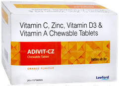 Adivit Cz Orange Flavour Chewable Tablet 15