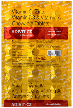 Adivit Cz Orange Flavour Chewable Tablet 15