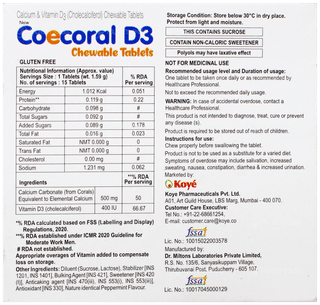 Coecoral D3 Mint Flavour Chewable Tablet 15