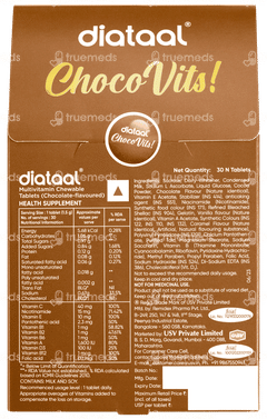 Diataal Chocovits Chocolate Flavoured Chewable Multivitamin Tablet 30