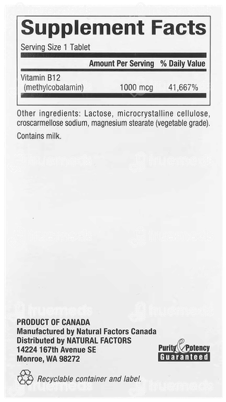Natural Factors B12 Methylcobalamin 1000Mcg Chewable Tablet 90