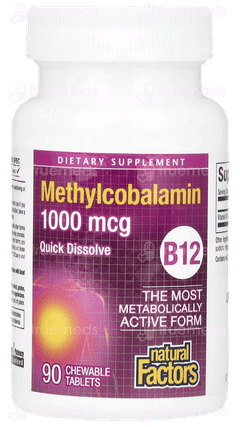 Natural Factors B12 Methylcobalamin 1000Mcg Chewable Tablet 90