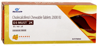 D3 Must 2k Orange Flavour Sugar Free Chewable Tablet 10