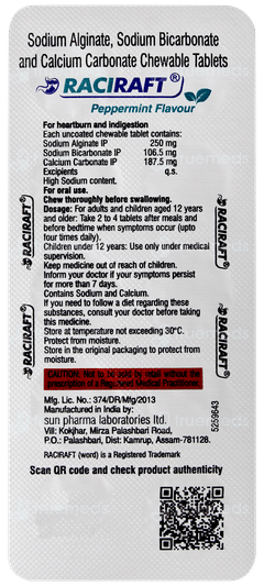 Raciraft Peppermint Flavour Chewable Tablet 10 Raciraft Peppermint Flavour Chewable Tablet 10