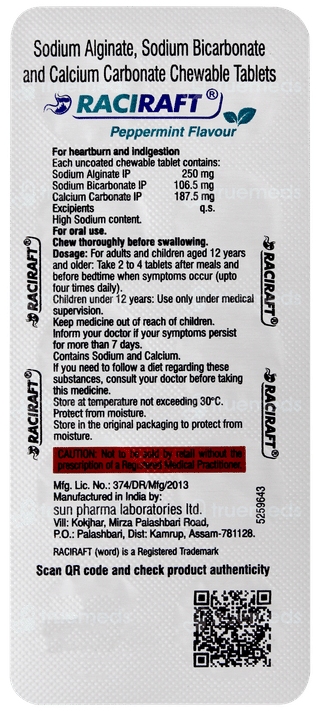 Raciraft Peppermint Flavour Chewable Tablet 10