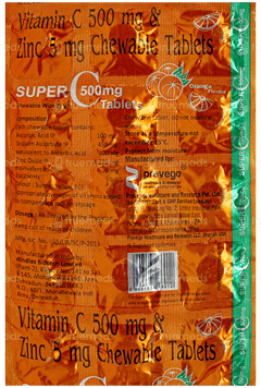 Super C 500 Orange Flavour Chewable Tablet 15 Super C 500 Orange Flavour Chewable Tablet 15