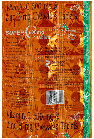 Super C 500 Orange Flavour Chewable Tablet 15