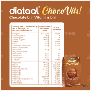 Diataal Chocovits 100% Veg Chew Tablet 30