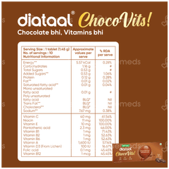 Diataal Chocovits 100% Veg Chew Tablet 10
