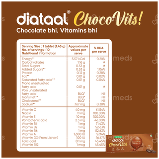 Diataal Chocovits 100% Veg Chew Tablet 10