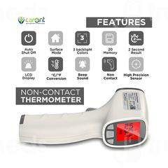 Carent 500e Pulse Oximeter And Jdpfr202 Digital Infrared Thermometer Combo Kit 1
