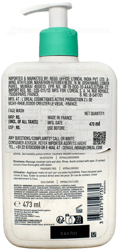 Cerave Foaming Normal To Oily Skin Cleanser 473Ml