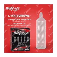 Manforce Super 1500 Dots Litchi Flavoured Condoms 3