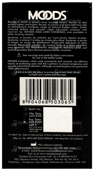Moods Dotted Silver Condoms 20 With 2 Free