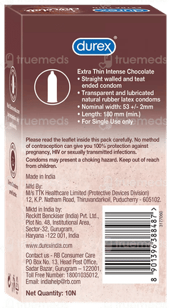 Durex Extra Thin Intense Chocolate Condoms 10