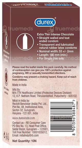 Durex Extra Thin Intense Chocolate Condoms 10