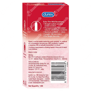 Durex Extra Thin Wild Strawberry Condom Pack Of 3