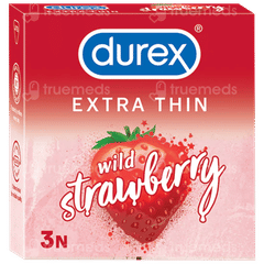 Durex Extra Thin Wild Strawberry Condoms 3 Durex Extra Thin Wild Strawberry Condoms 3