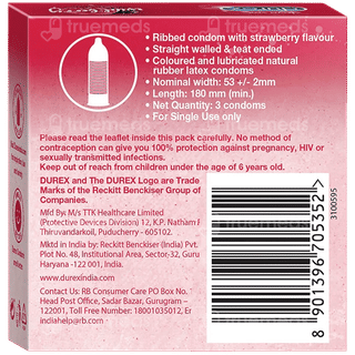 Durex Extra Thin Wild Strawberry Condoms 3