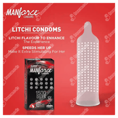 Super Manforce 1500 Dots Litchi Flavoured Premium Condoms 10