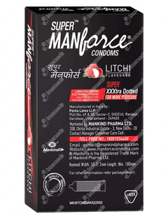 Super Manforce 1500 Dots Litchi Flavoured Premium Condoms 10