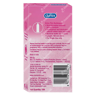 Durex Extra Thin Bubblegum Condom Pack Of 10