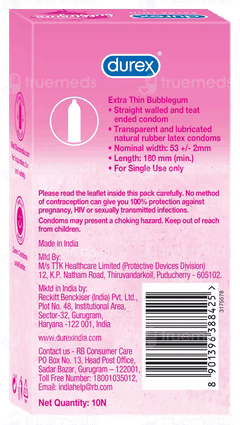 Durex Extra Thin Bubblegum Condoms 10
