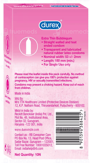 Durex Extra Thin Bubblegum Condoms 10