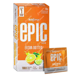 Manforce Epic Passion Extra Dotted Fruit Punch Flavour Premium Condom Pack Of 10
