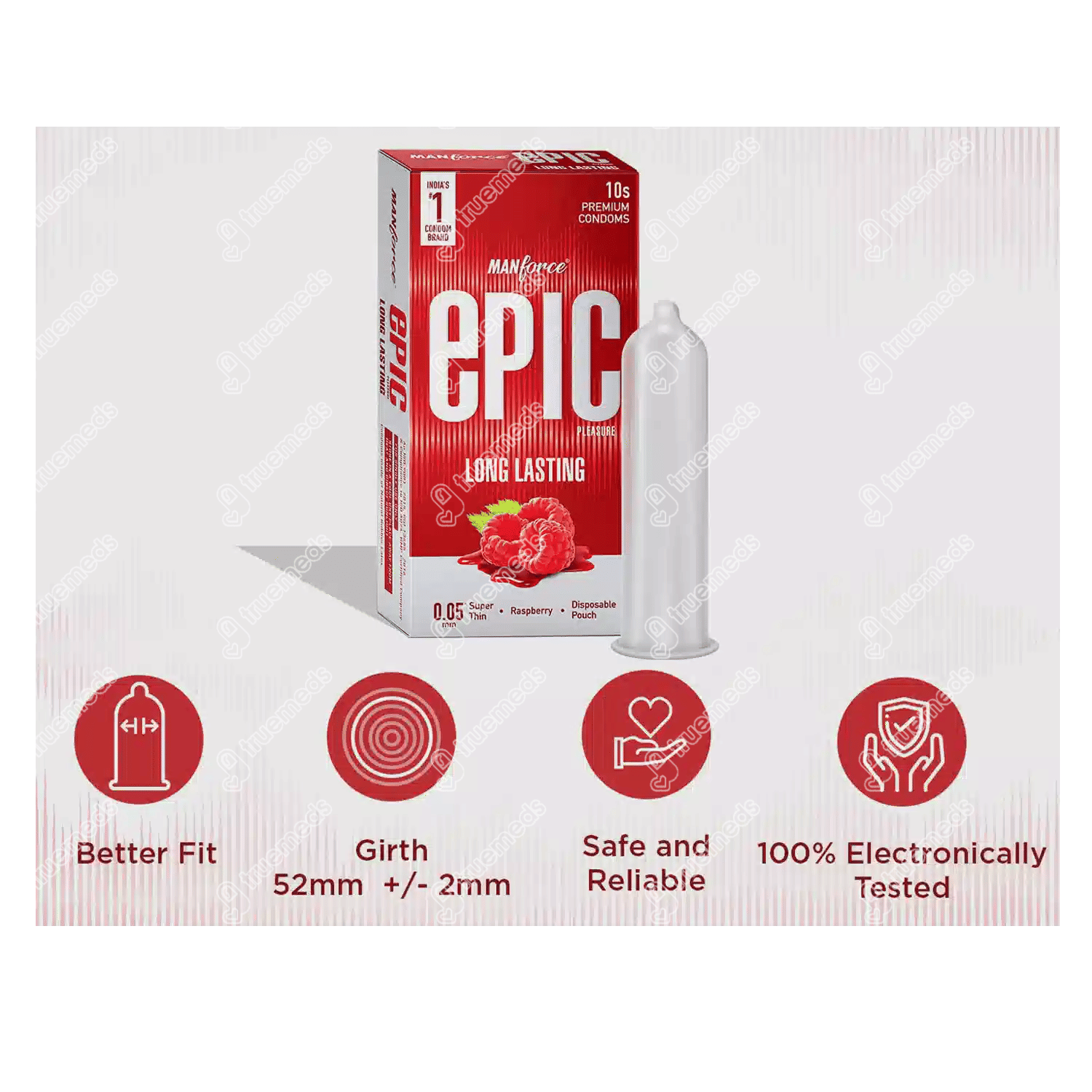 Manforce Manforce Epic Pleasure Long Lasting Raspberry Condom Pack Of 10 - Uses ...