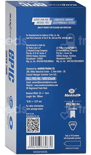 Manforce Epic Desire Super Thin Silk Chocolate Premium Condom 10