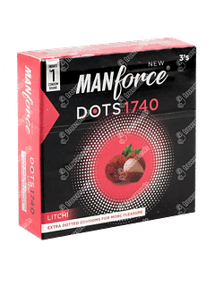 Manforce Dots 1740 Litchi Flavour Condom Pack 3