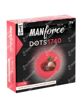 Manforce Dots 1740 Litchi Flavour Condom Pack 3